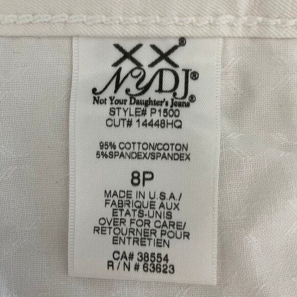 NYDJ Premium Denim Style #P1500 5 Pocket MRise Straight Leg w Flare White Sz 8P - Picture 11 of 12